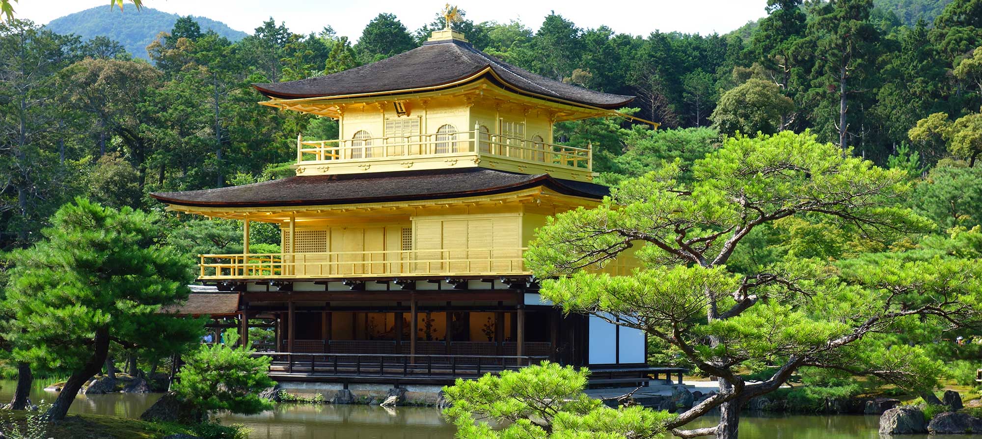 Вид на Золотой павильон в Киото